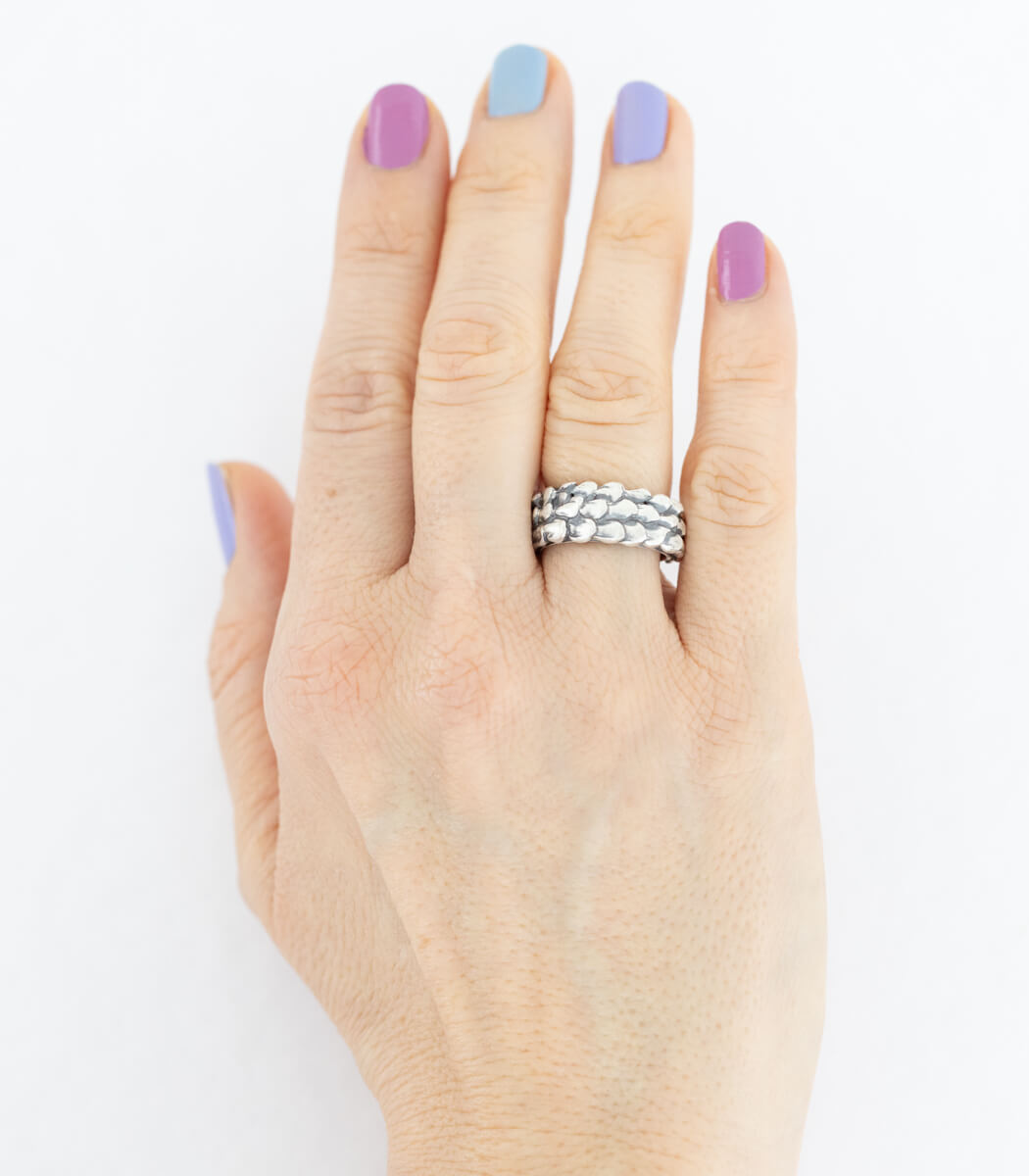 Fischschuppen Ring Silber