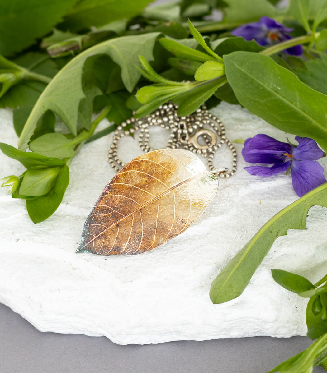 Walnussblatt Anhänger Silber