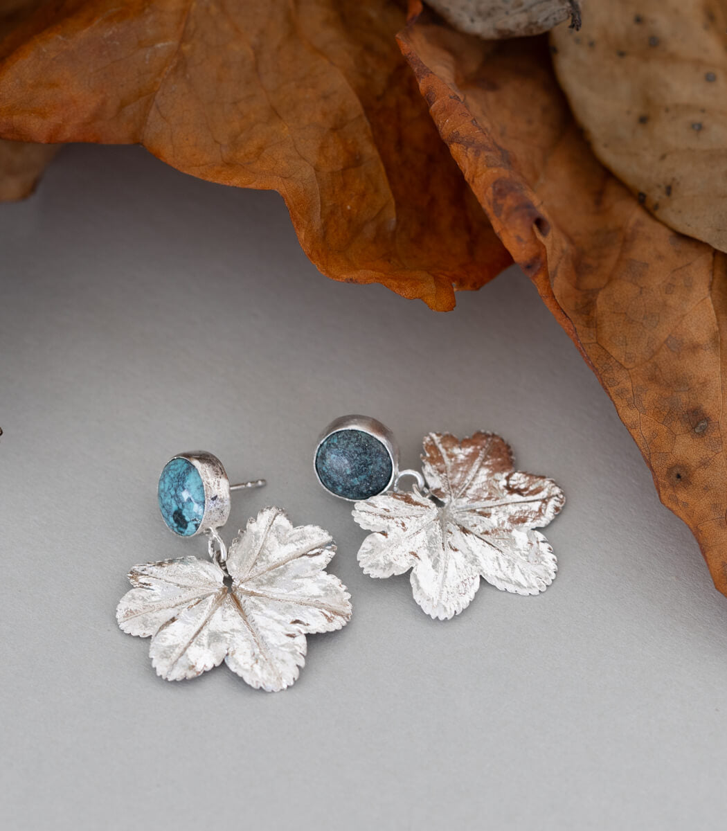 Frauenmantel Ohrhänger Türkis Silber