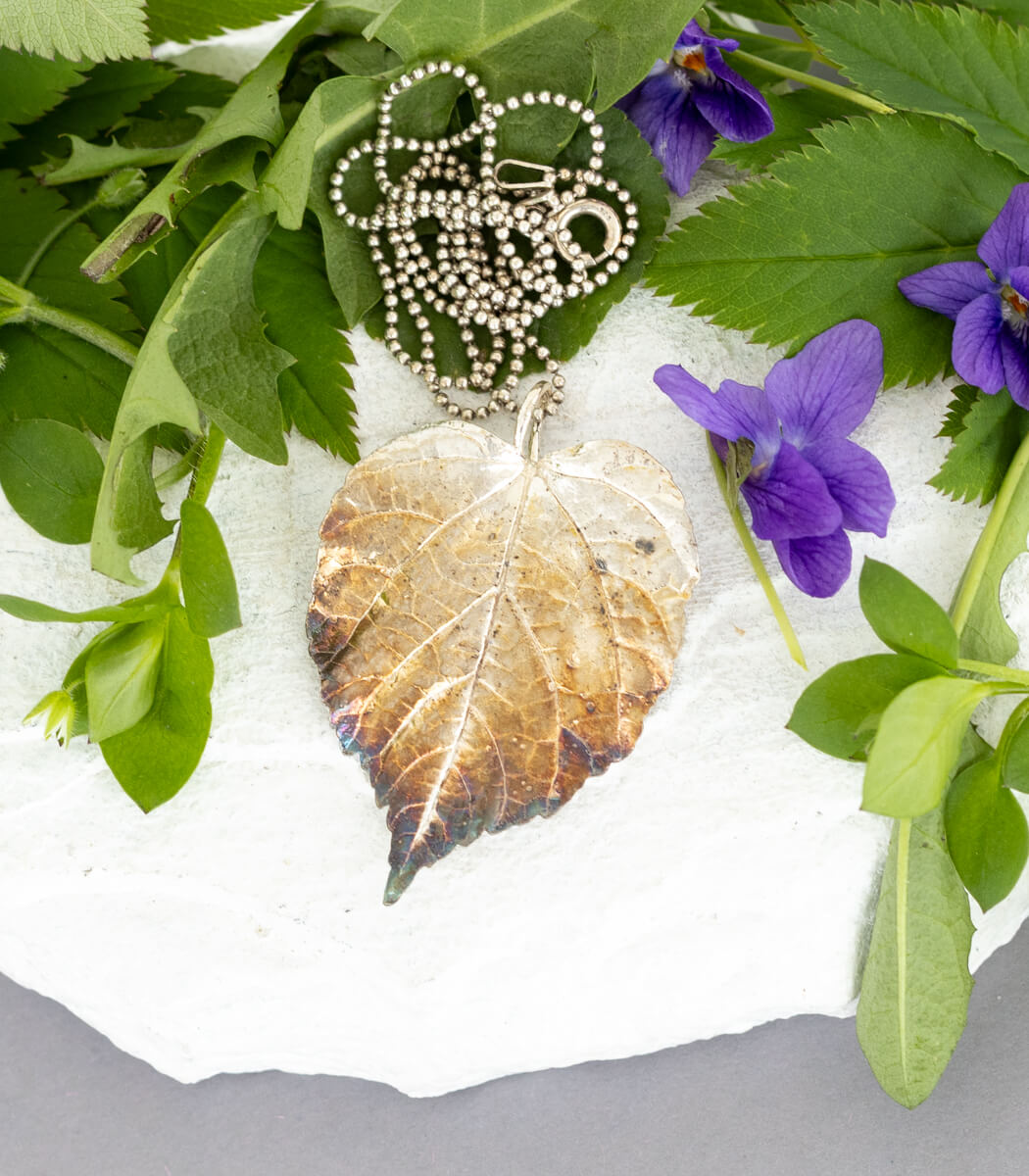 Lindenblatt Anhänger Silber