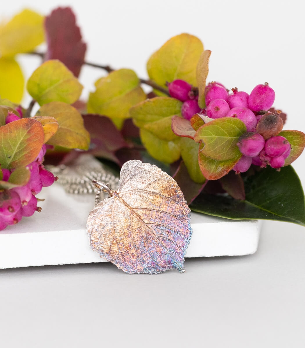 Lindenblatt Anhänger Silber