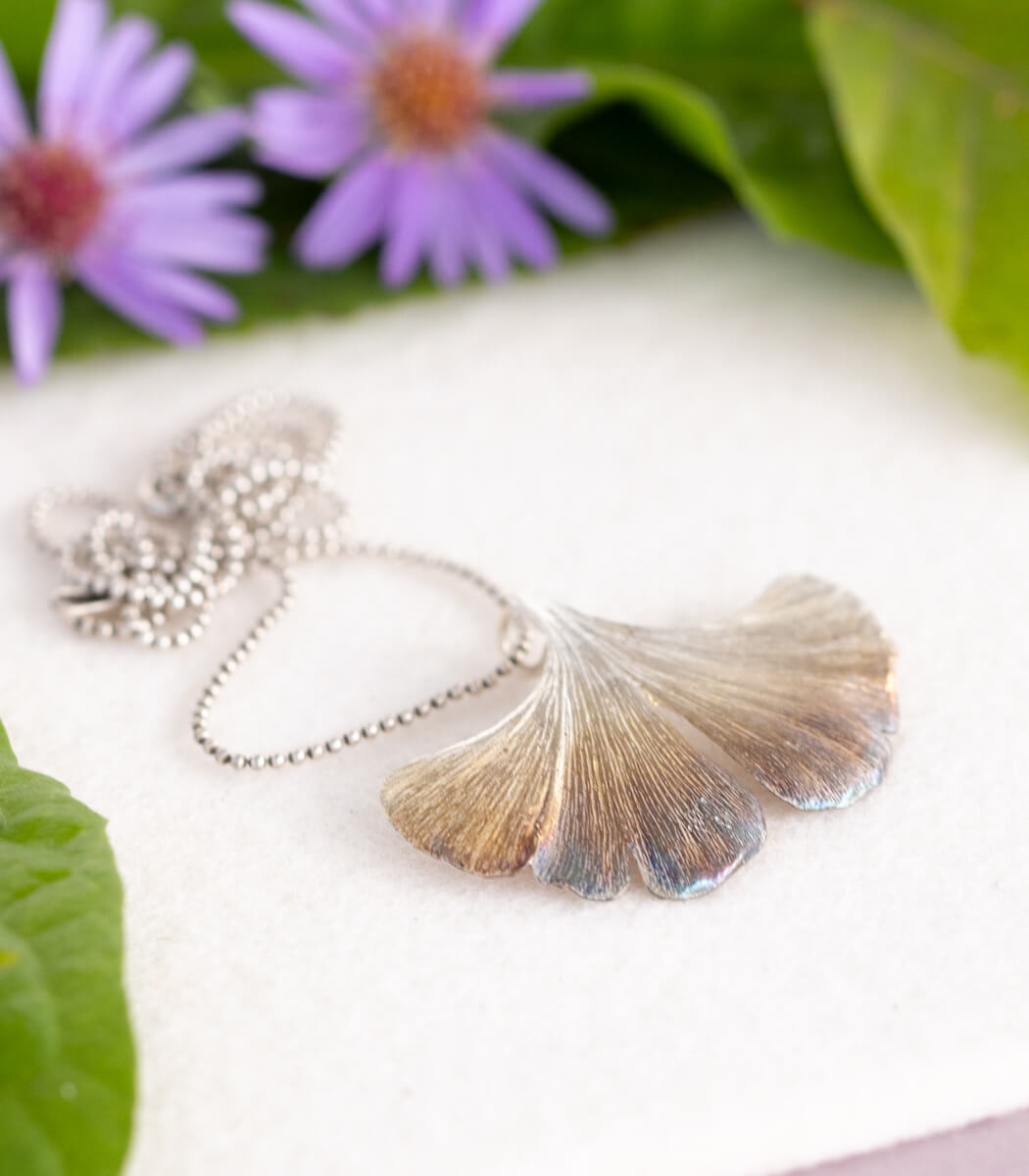 Ginkgo Anhänger Silber