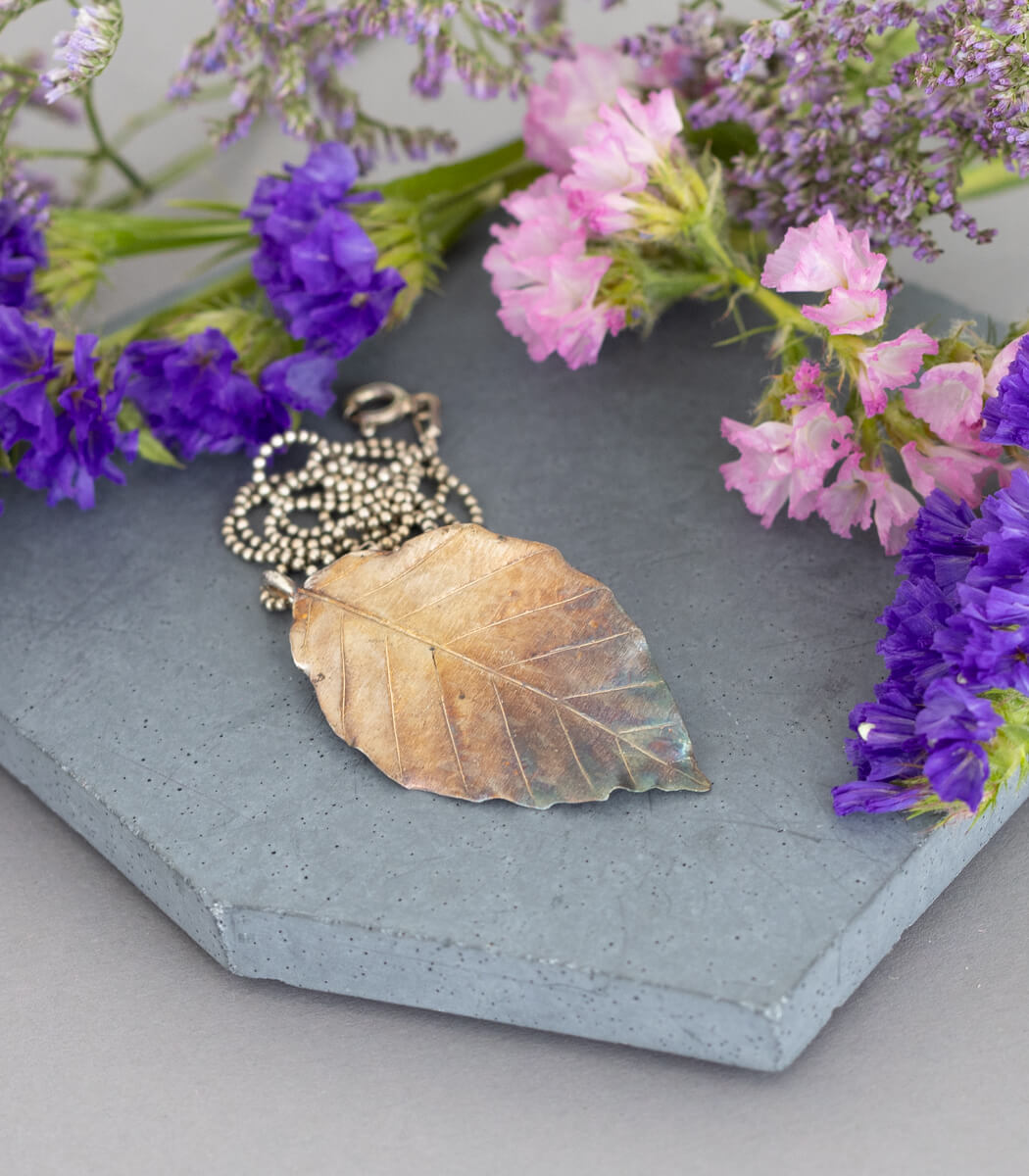 Buchenblatt Anhänger Silber