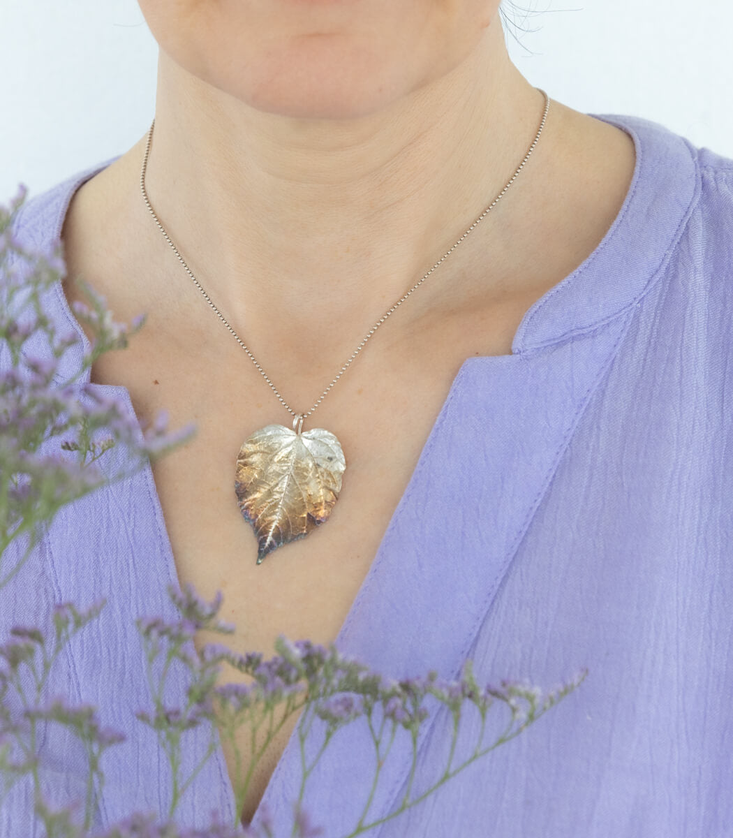 Lindenblatt Anhänger Silber