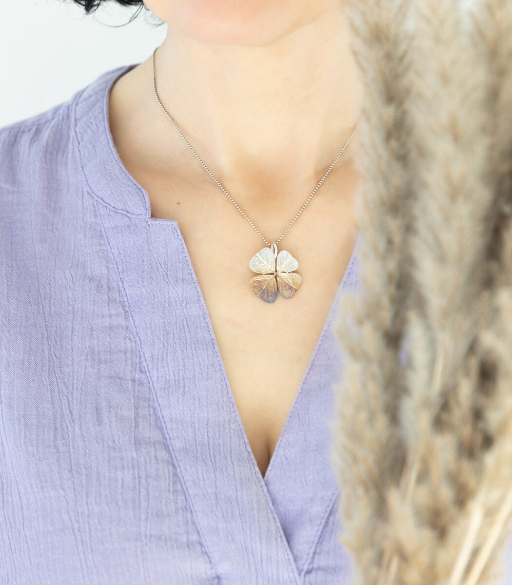 Glücksklee Anhänger Silber