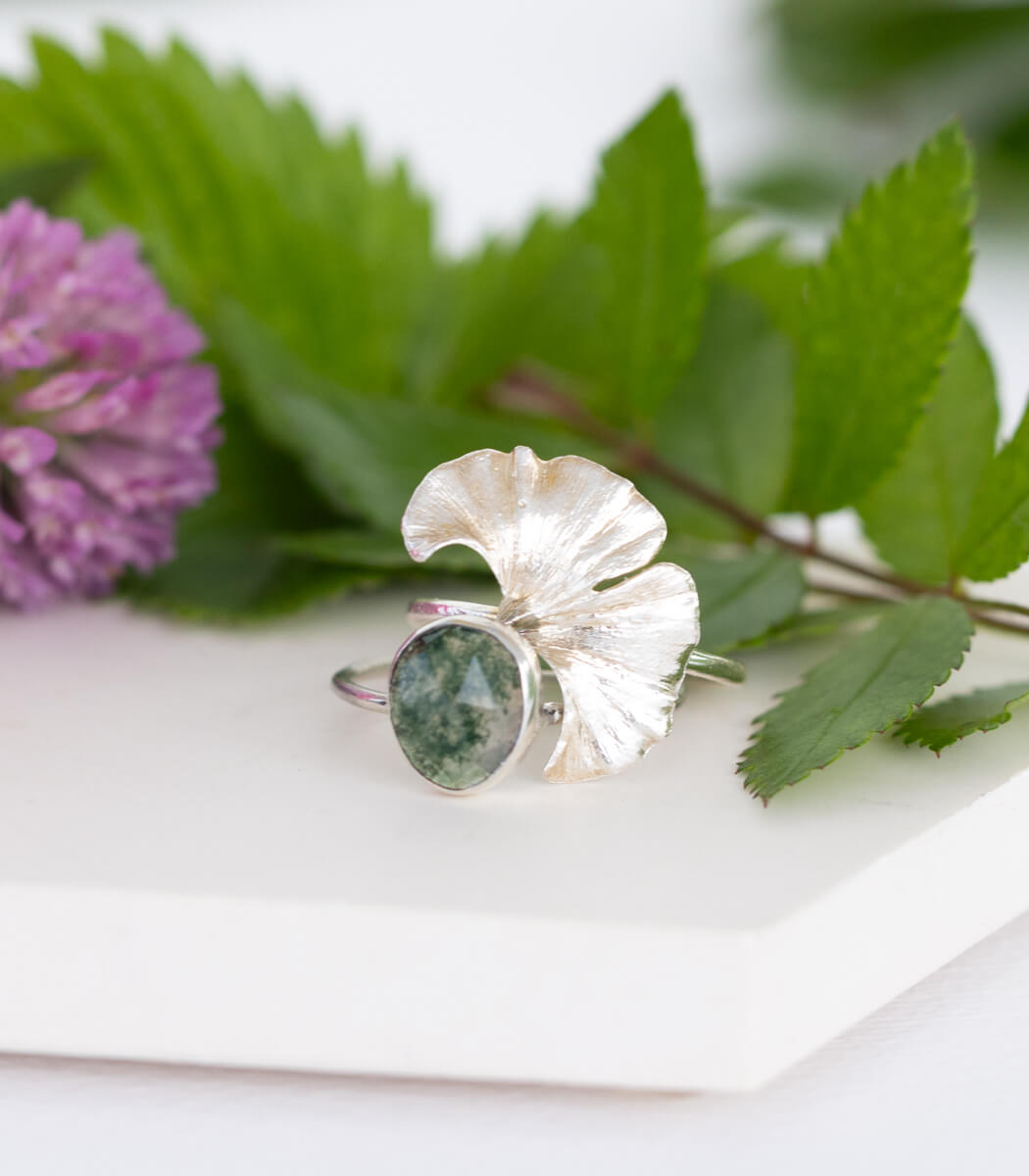Ginkgoblatt Ring Silber Gr. 55