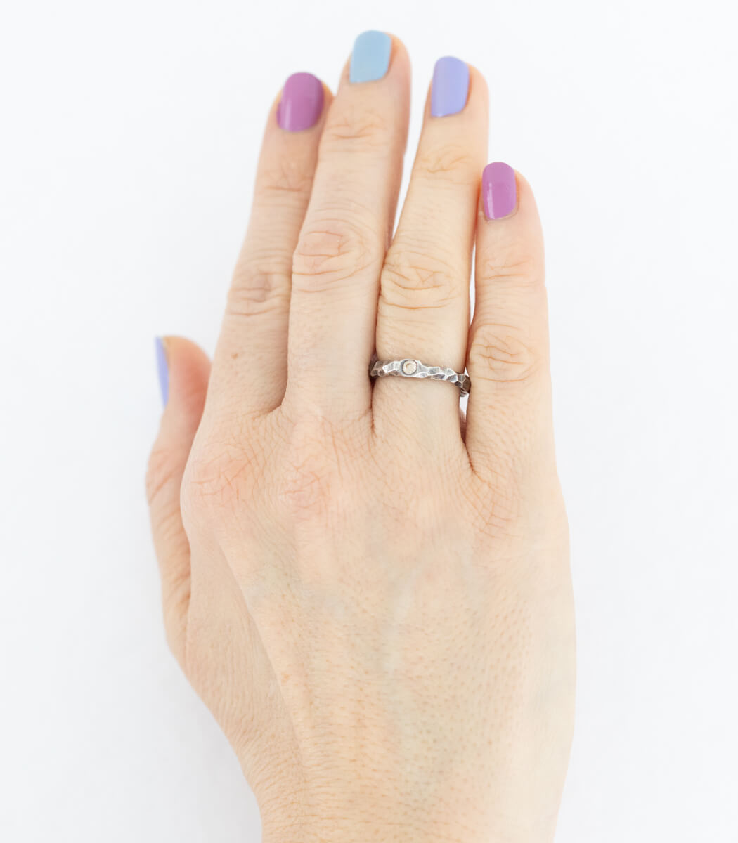 facettierter Ring in Silber mit Zirkonia Gr. 54
