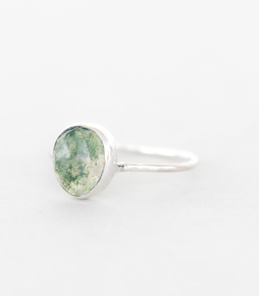Moosachat Ring Silber Gr. 56