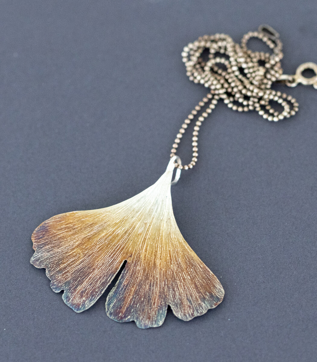 Ginkgoblatt Anhänger Silber