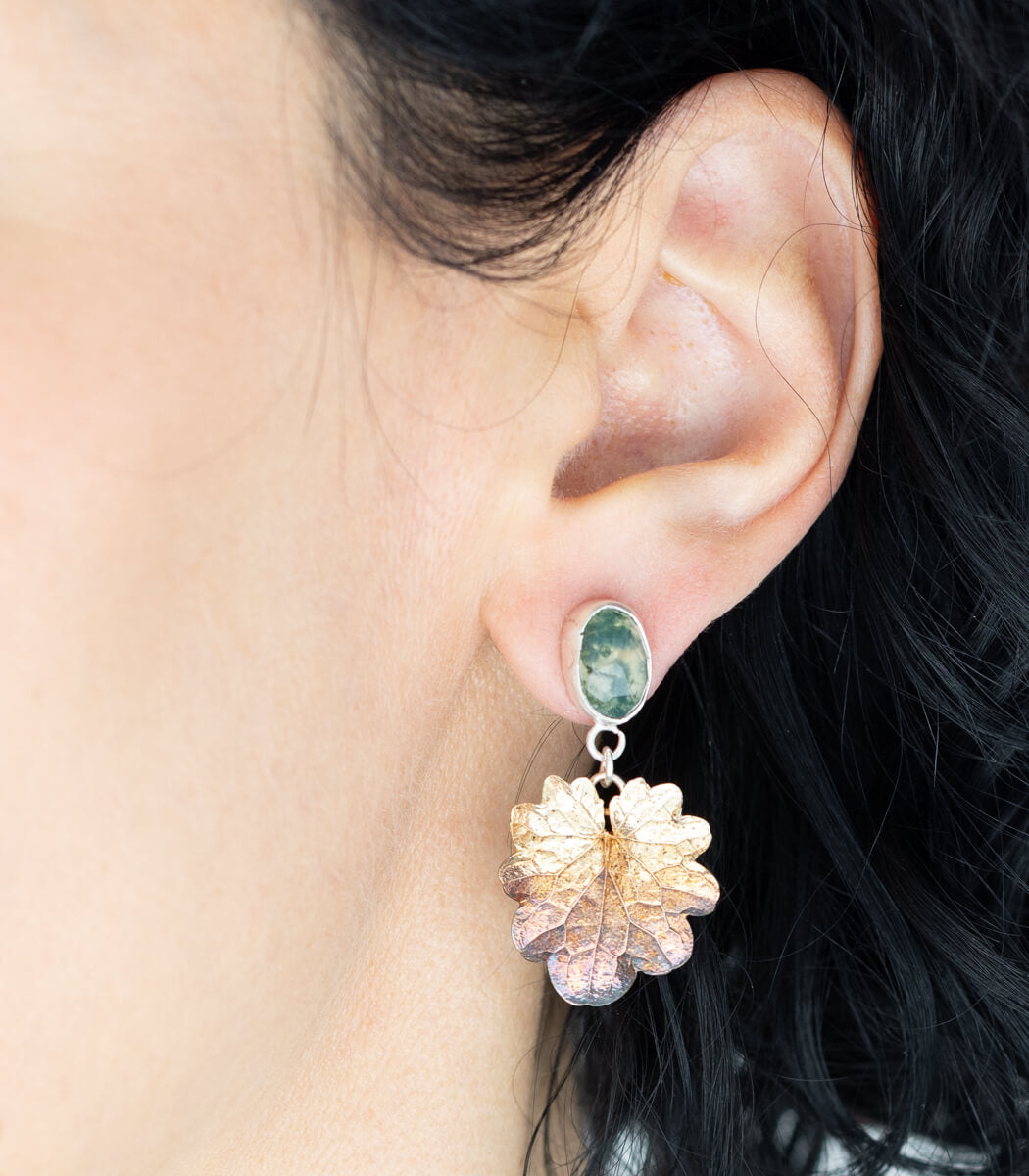 Gundermann Ohrhänger Moosachat Silber