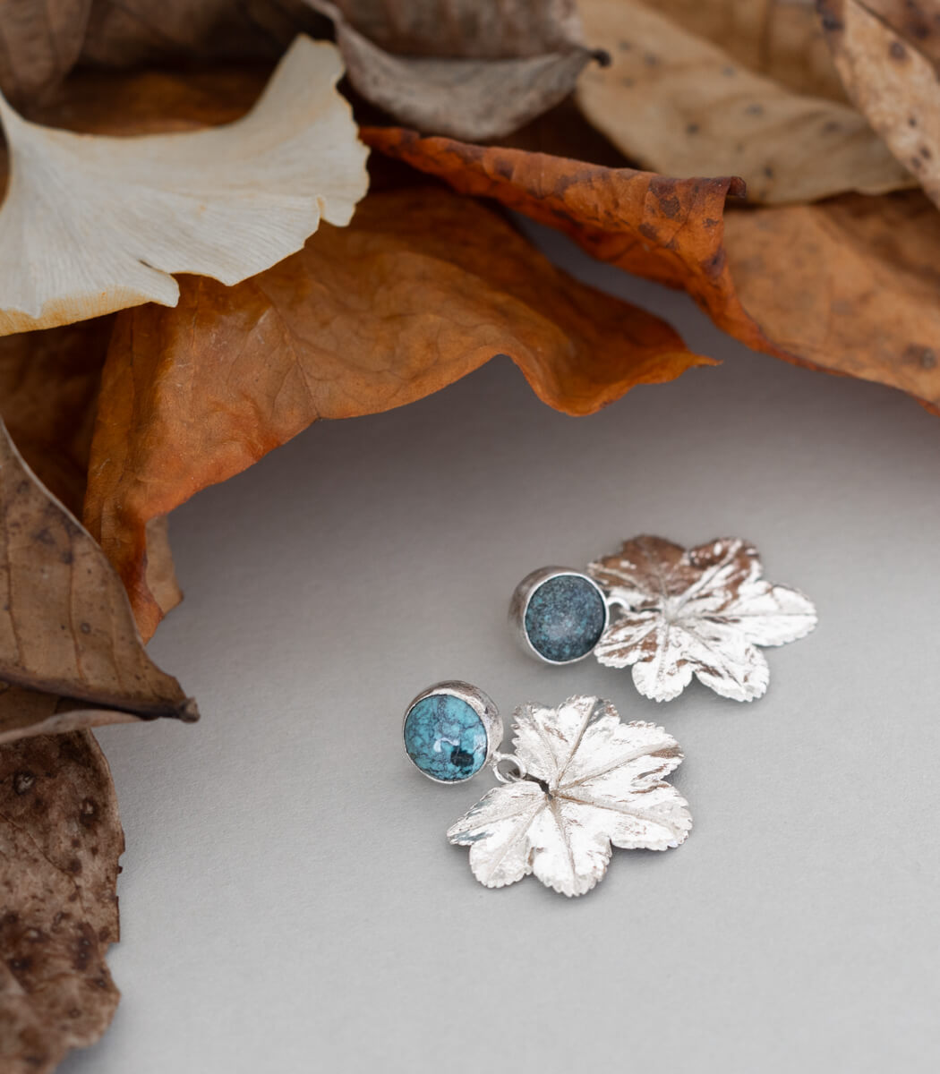 Frauenmantel Ohrhänger Türkis Silber