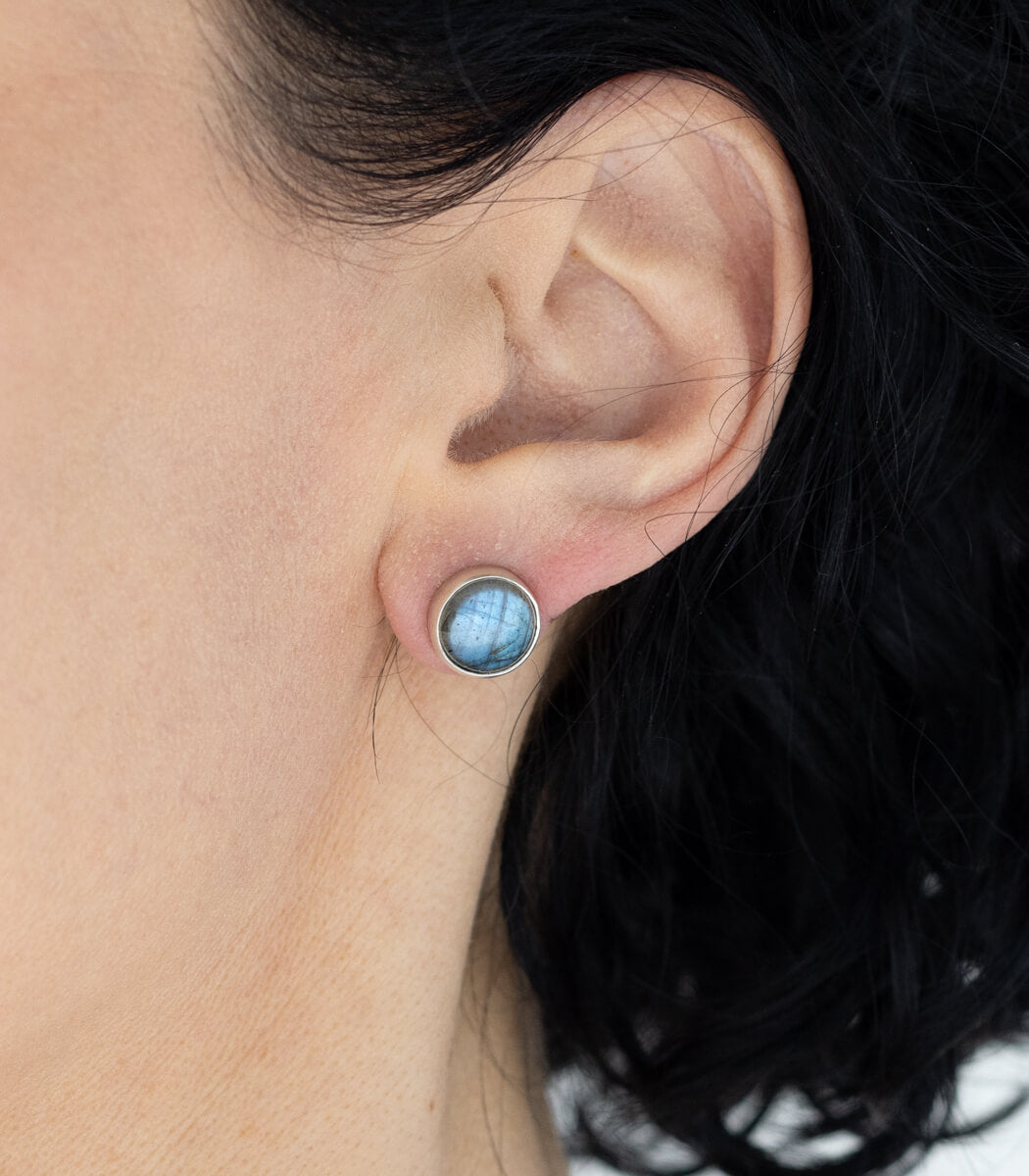 Salbeiblatt Ohrhänger Labradorit Silber