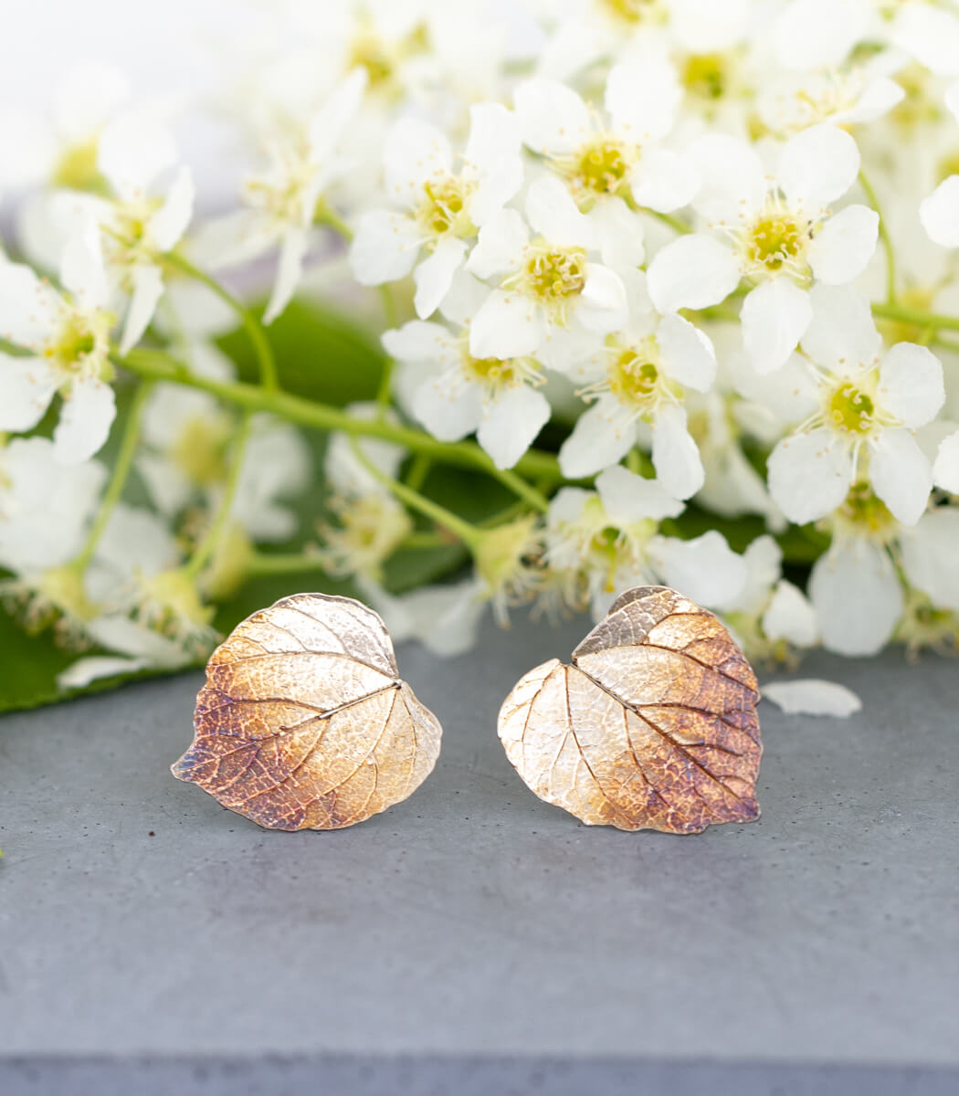 Lindenblatt Ohrstecker Silber