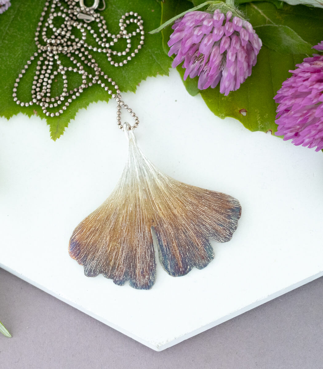 Ginkgoblatt Anhänger Silber