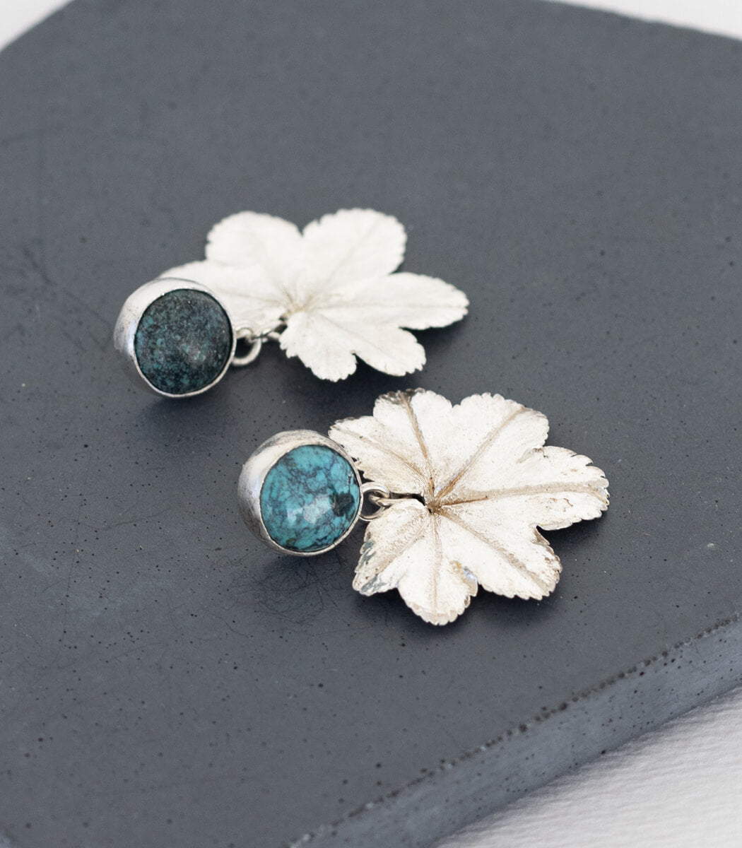 Frauenmantel Ohrhänger Türkis Silber