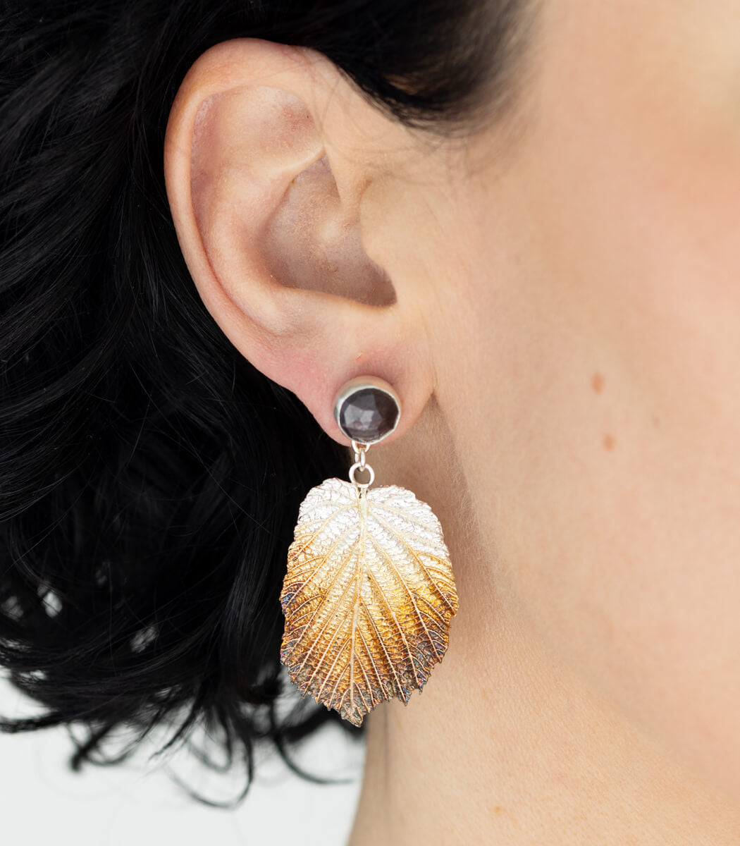 Haselnuss Ohrhänger Sternsaphir Silber