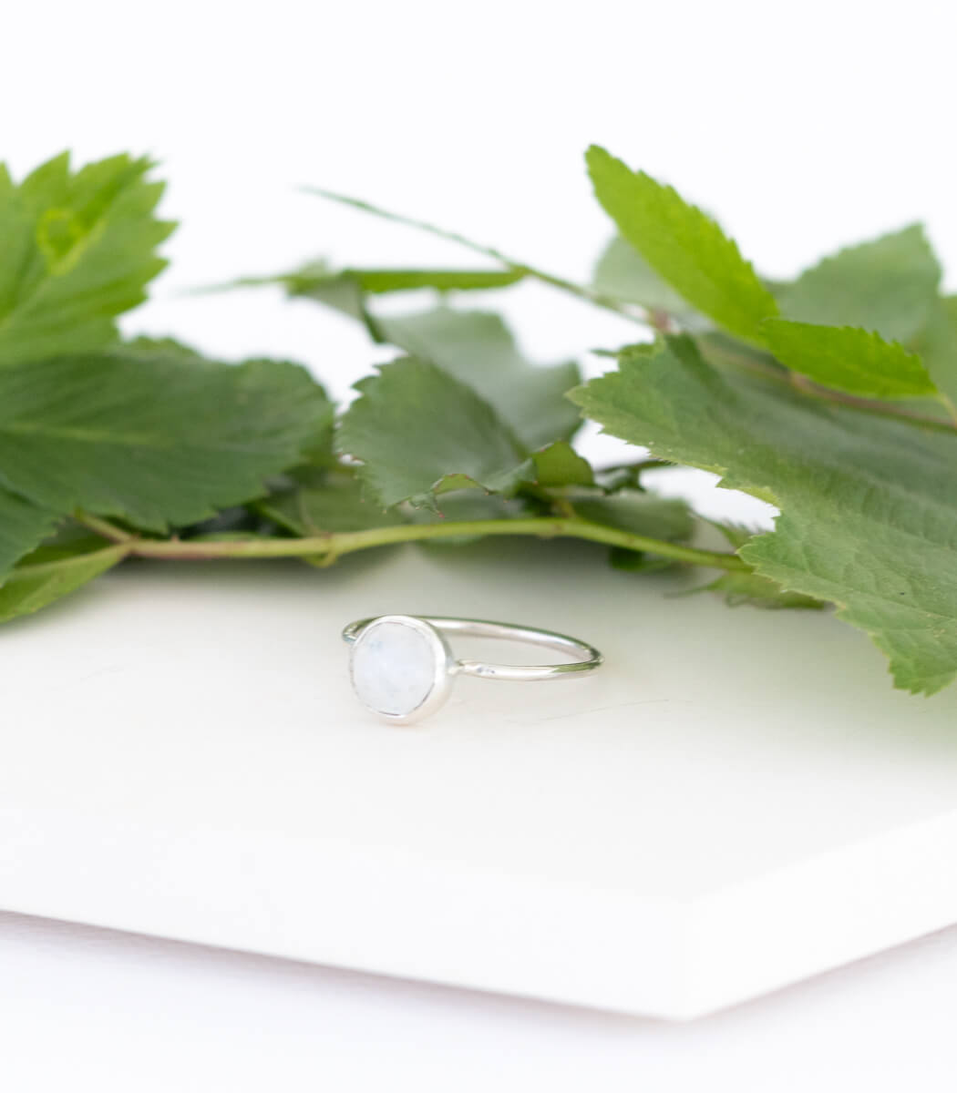 Moonstone Ring Silver Size 55