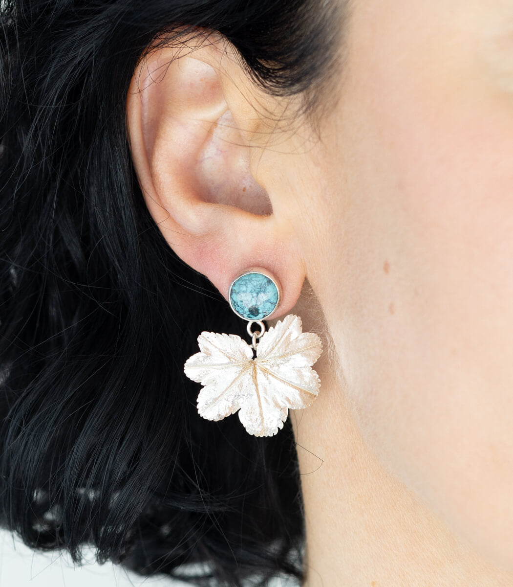 Frauenmantel Ohrhänger Türkis Silber