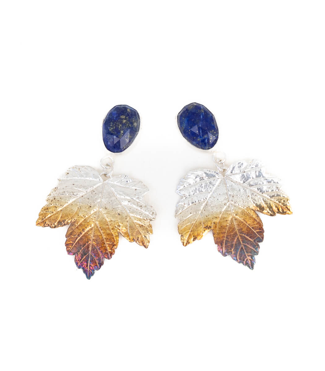 Ahornblatt Ohrhänger Lapislazuli Silber