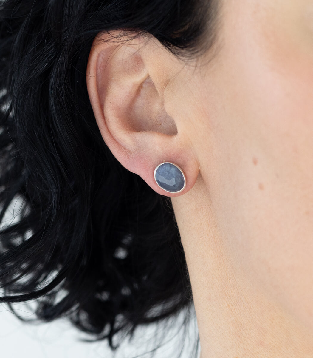 Hopfenblatt Ohrhänger Tansanit Silber