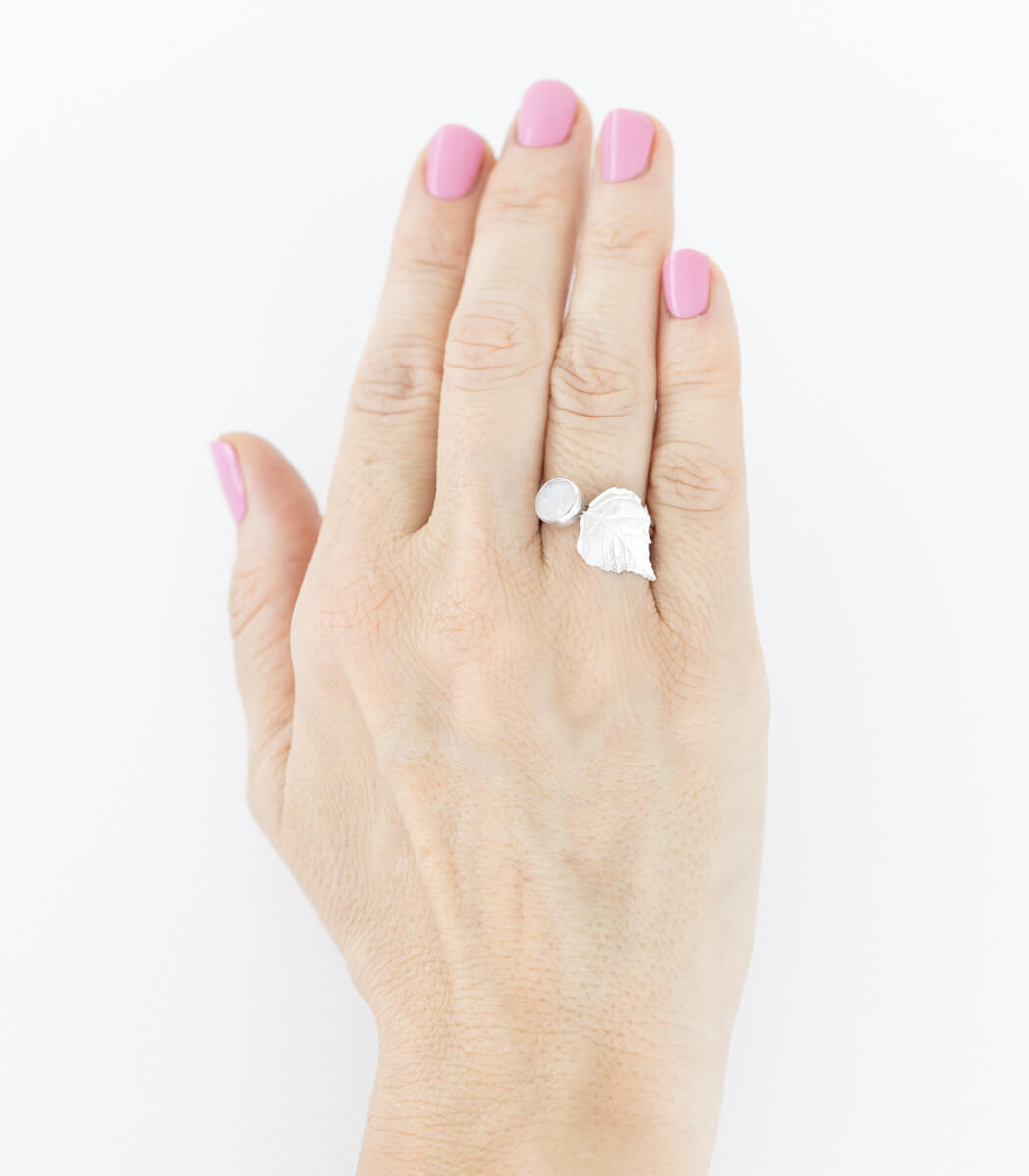 Birkenblatt Ring Silber Gr. 54