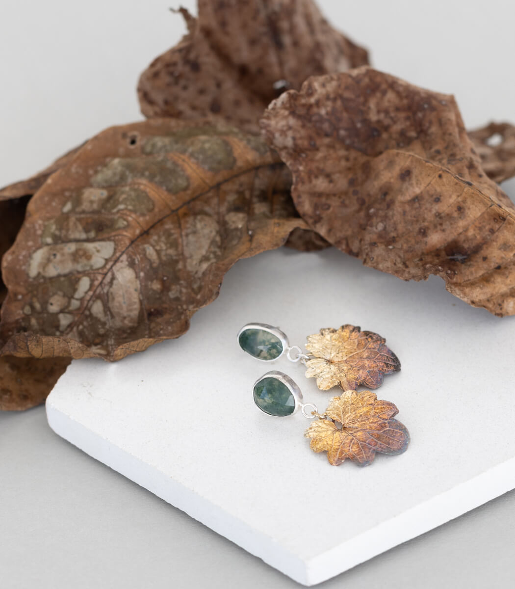 Gundermann Ohrhänger Moosachat Silber