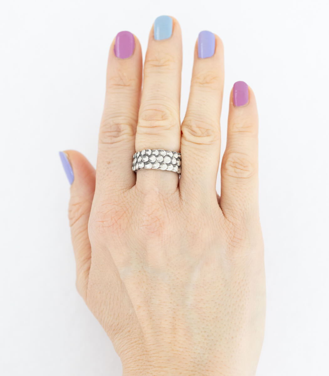 Fischschuppen Ring Silber