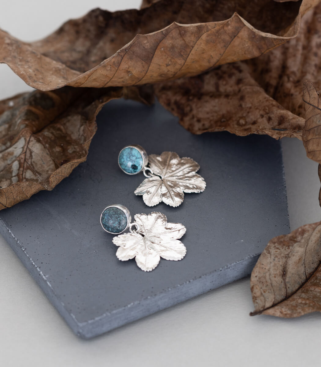 Frauenmantel Ohrhänger Türkis Silber