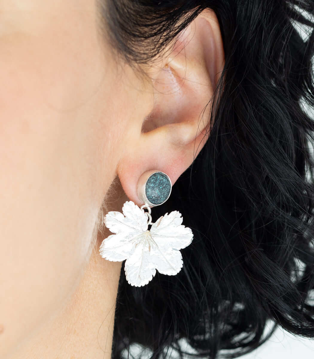 Frauenmantel Ohrhänger Türkis Silber