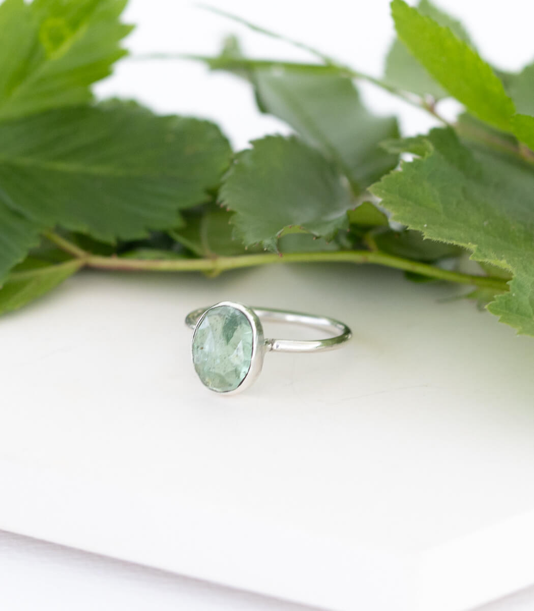 Kyanit Ring blaugrün Silber Gr. 53
