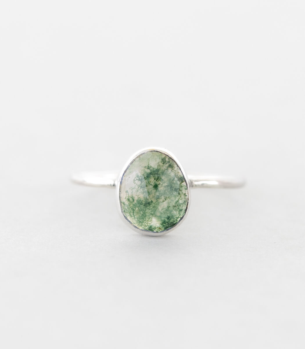 Moosachat Ring Silber Gr. 56