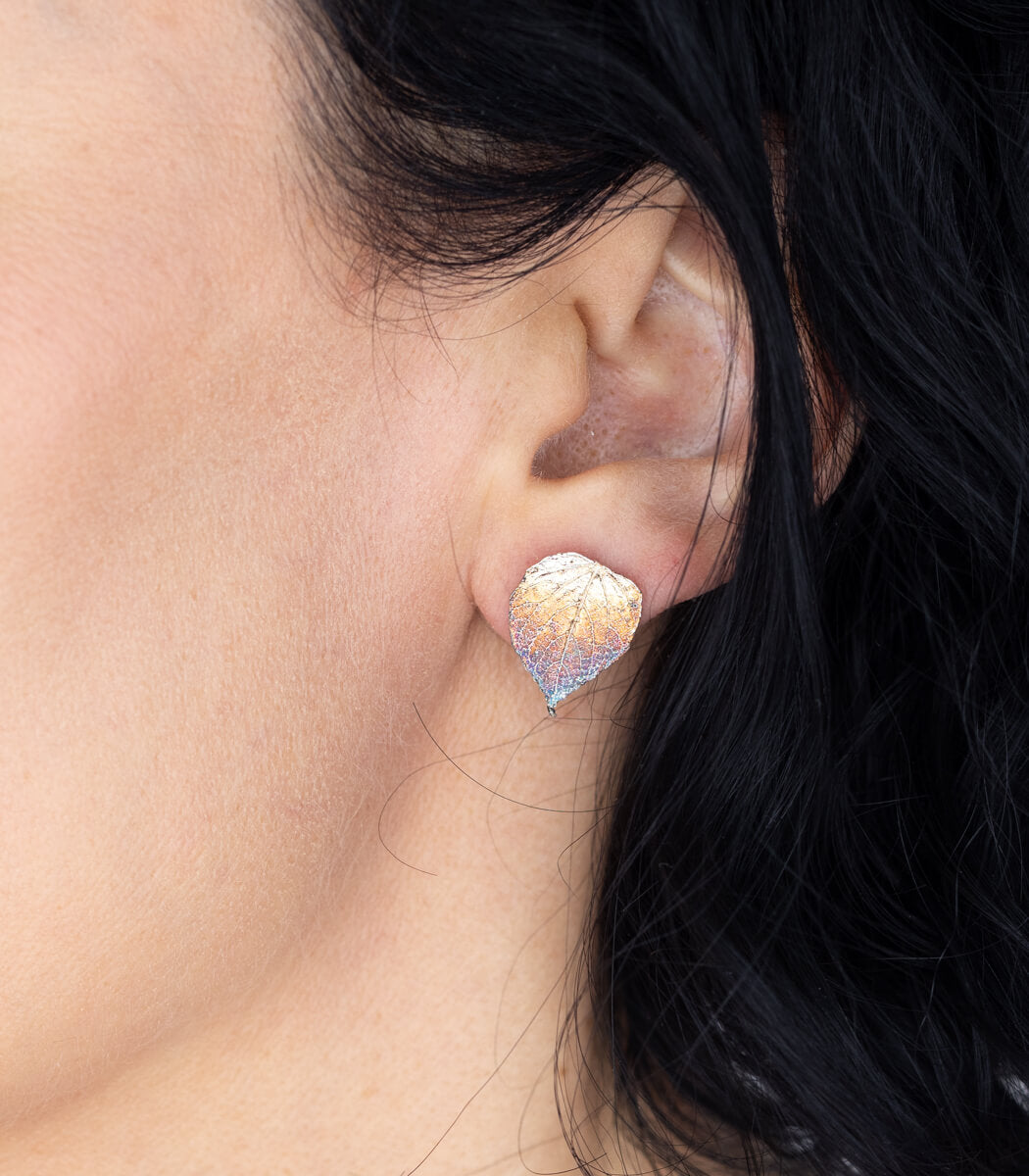 Lindenblatt Ohrstecker Silber