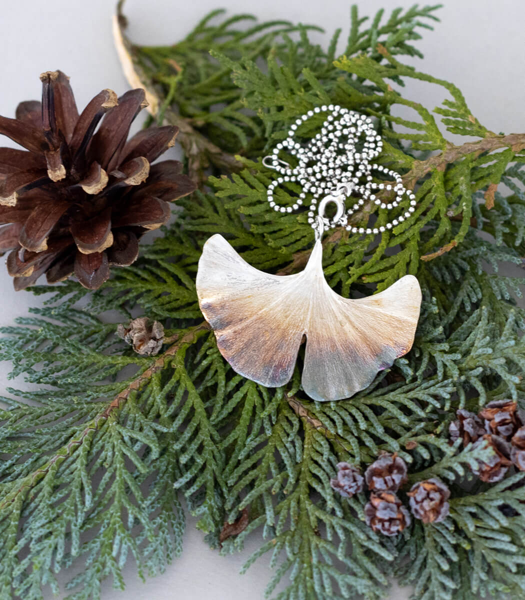 Ginkgo Anhänger Silber
