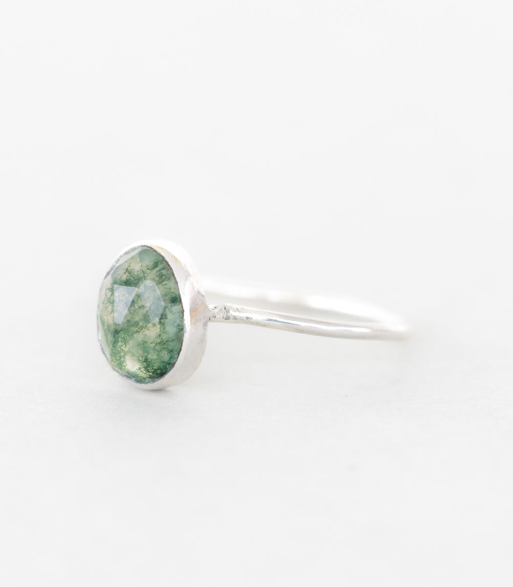 Moosachat Ring Silber Gr. 56