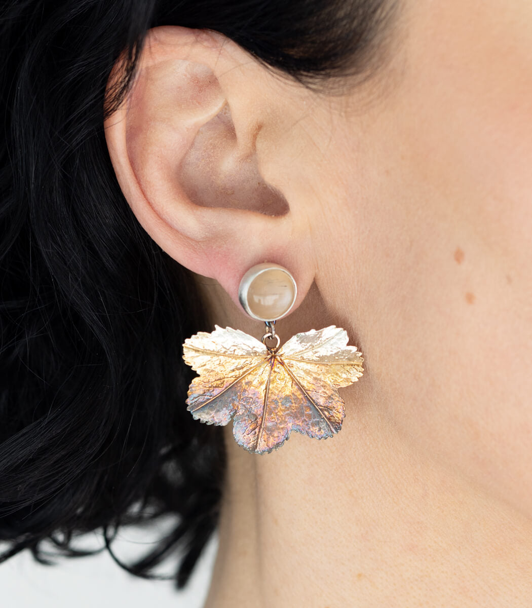 Frauenmantel Ohrhänger Mondstein Silber