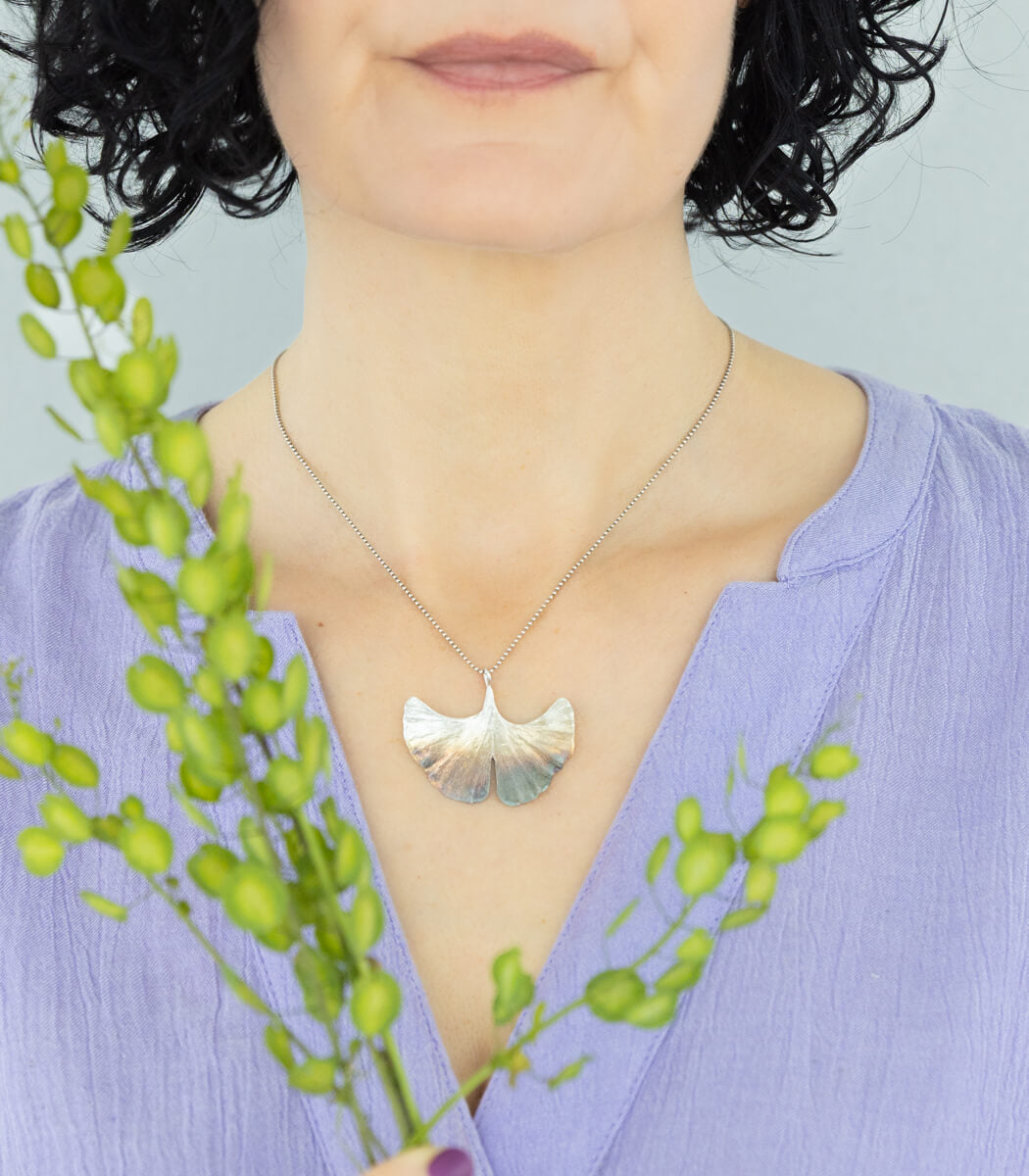 Ginkgo Anhänger Silber