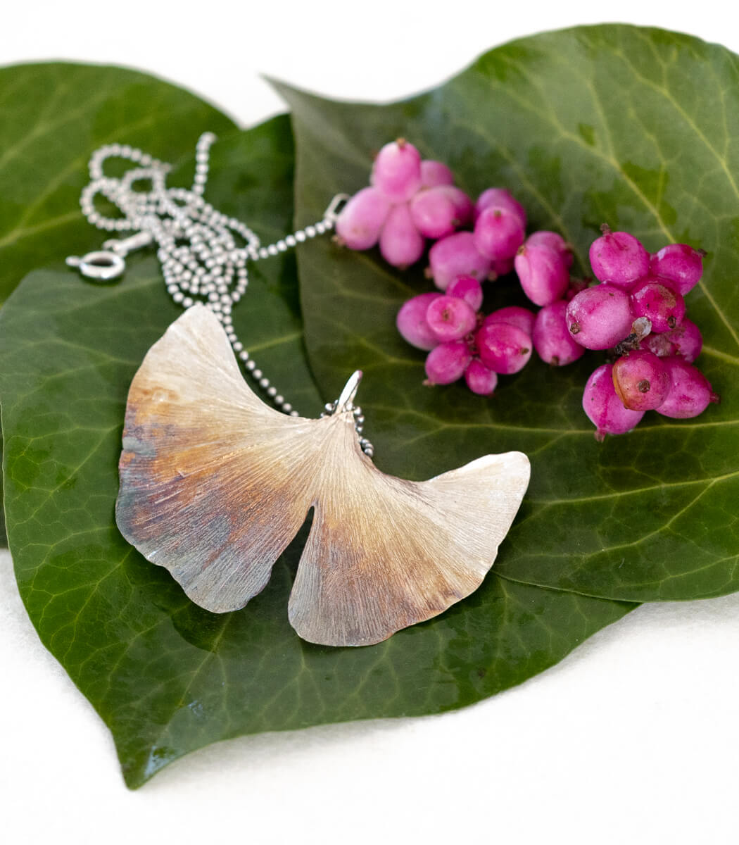 Ginkgo Anhänger Silber