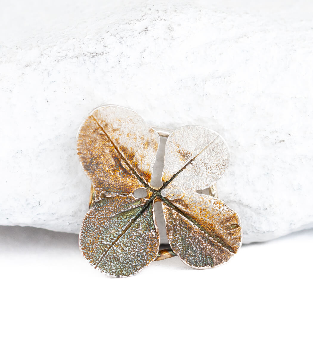 Kleeblatt Brosche Silber