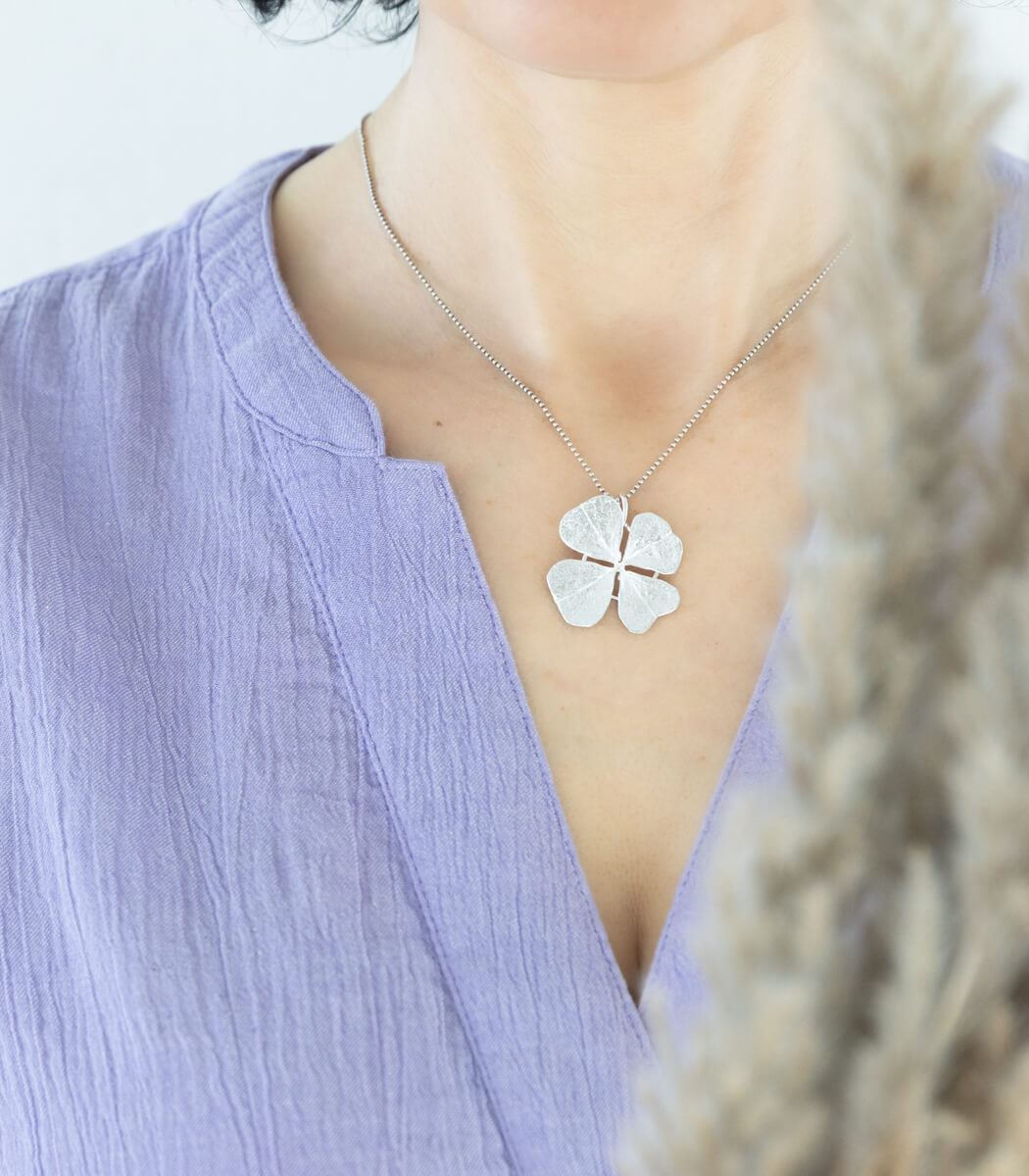 Glücksklee Anhänger Silber