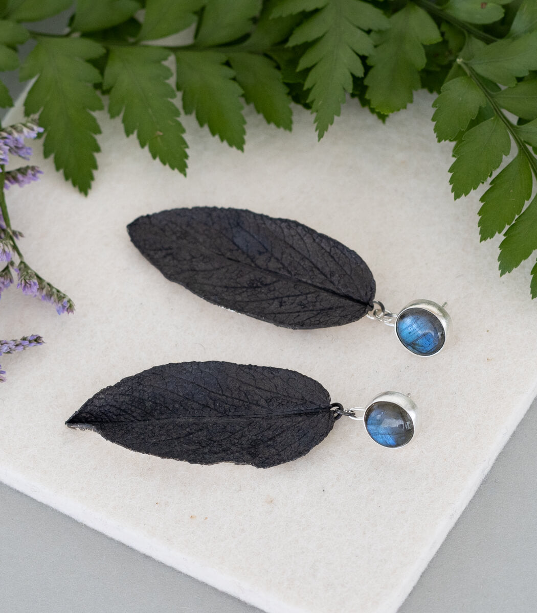 Salbeiblatt Ohrhänger Labradorit Silber