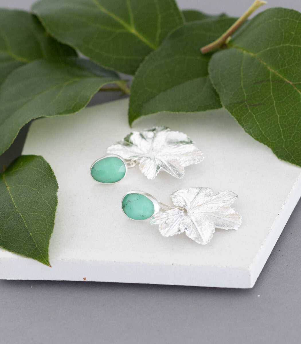 Frauenmantel Ohrhänger Chrysophras Silber