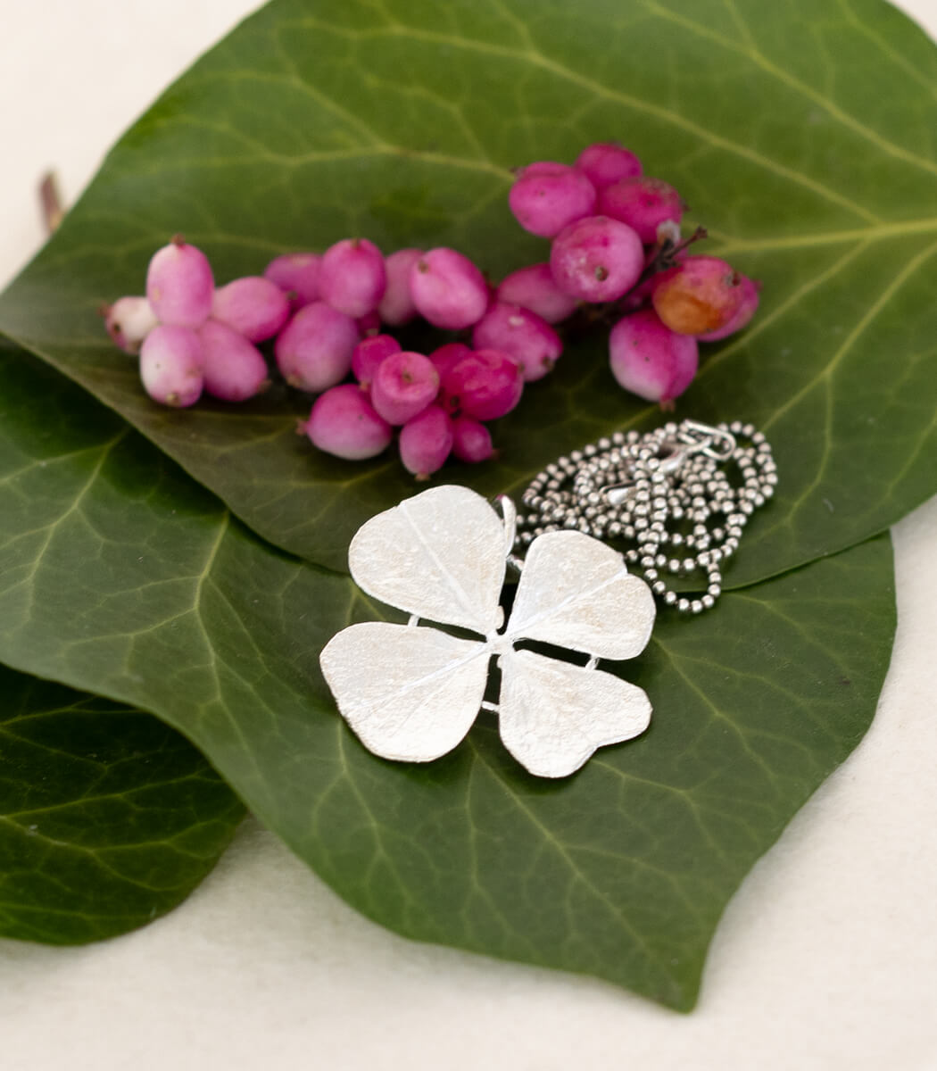 Glücksklee Anhänger Silber