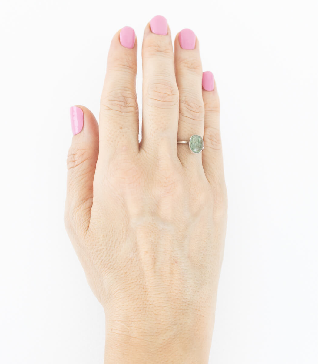 Kyanit Ring blaugrün Silber Gr. 53