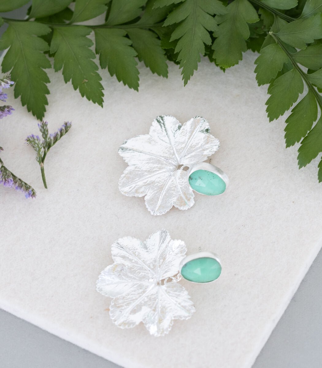 Frauenmantel Ohrhänger Chrysophras Silber