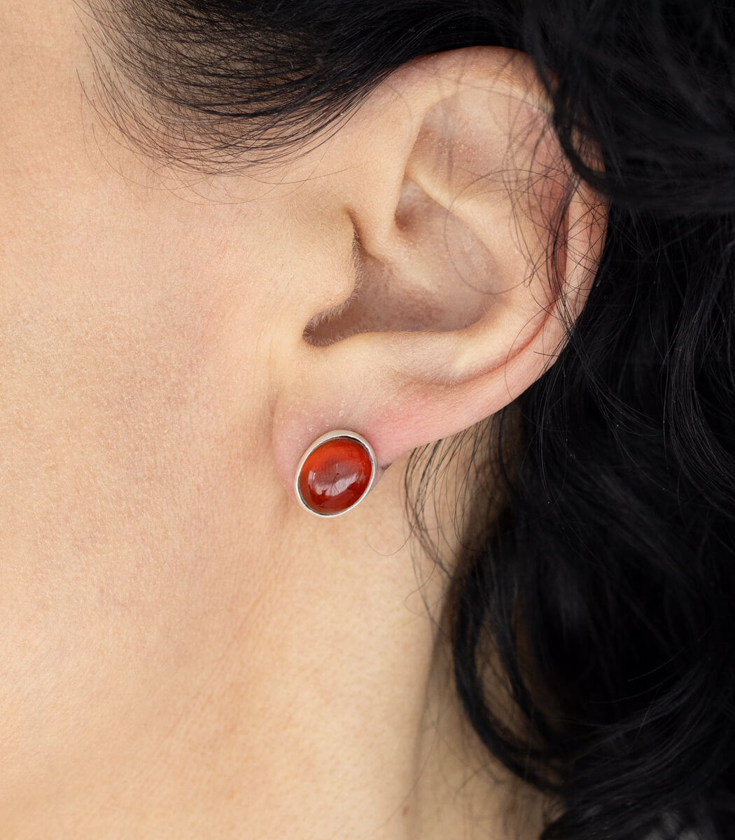 Eichenblatt Ohrhänger Granat Silber