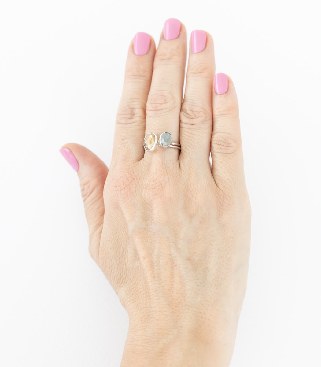 Kyanit wasserblau Ring Silber Gr. 57