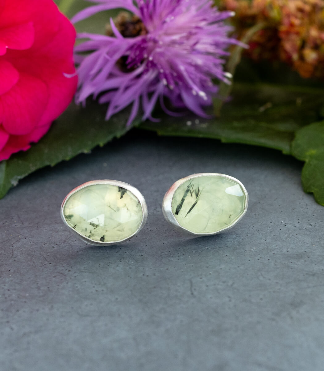 Salbeiblatt Ohrhänger Prehnit Silber