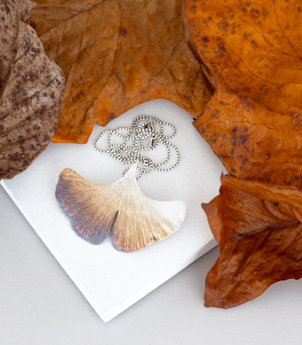 Ginkgo Anhänger Silber