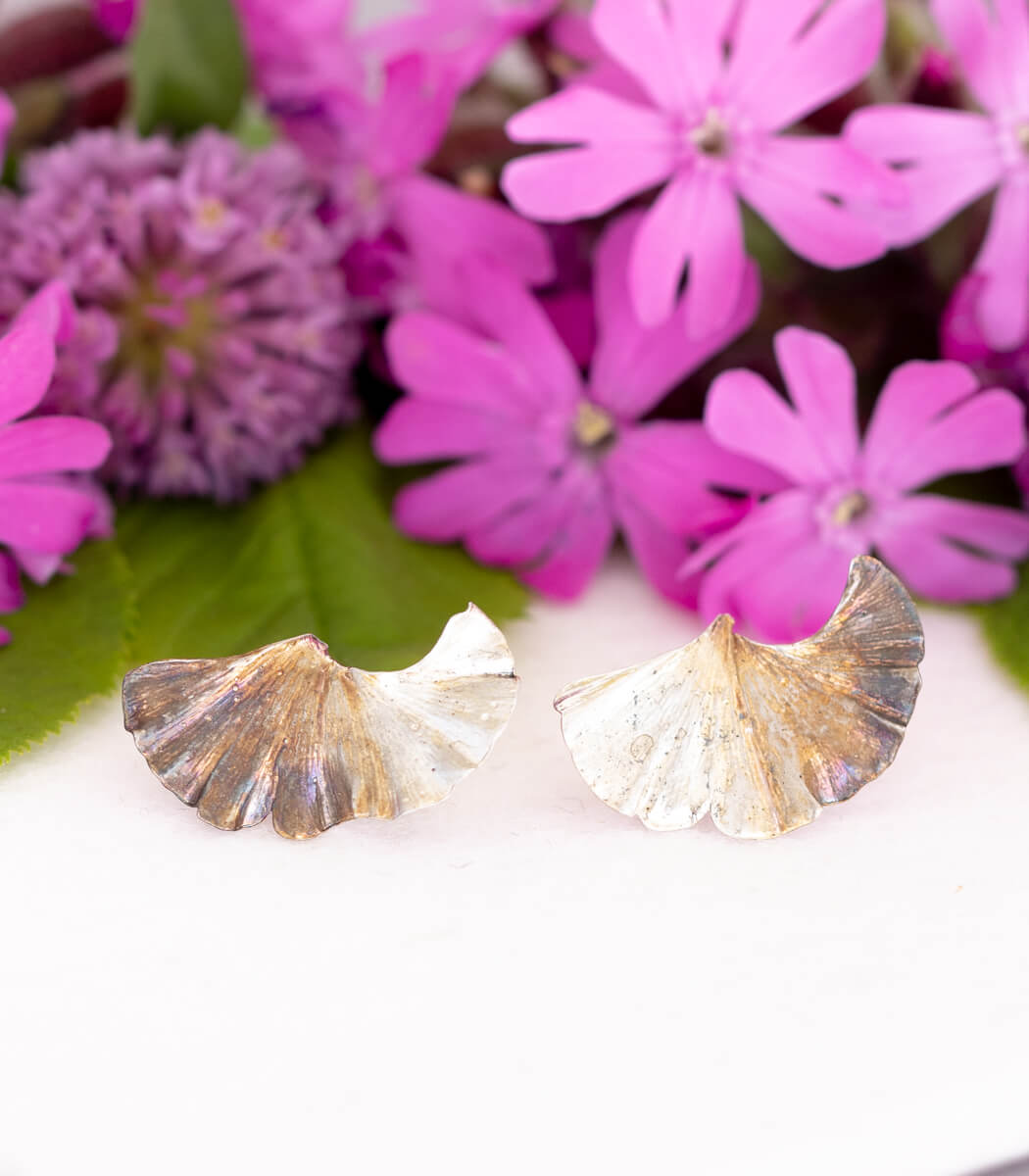 Ginkgo Ohrstecker Silber