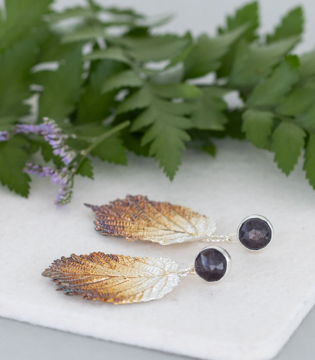 Haselnuss Ohrhänger Sternsaphir Silber